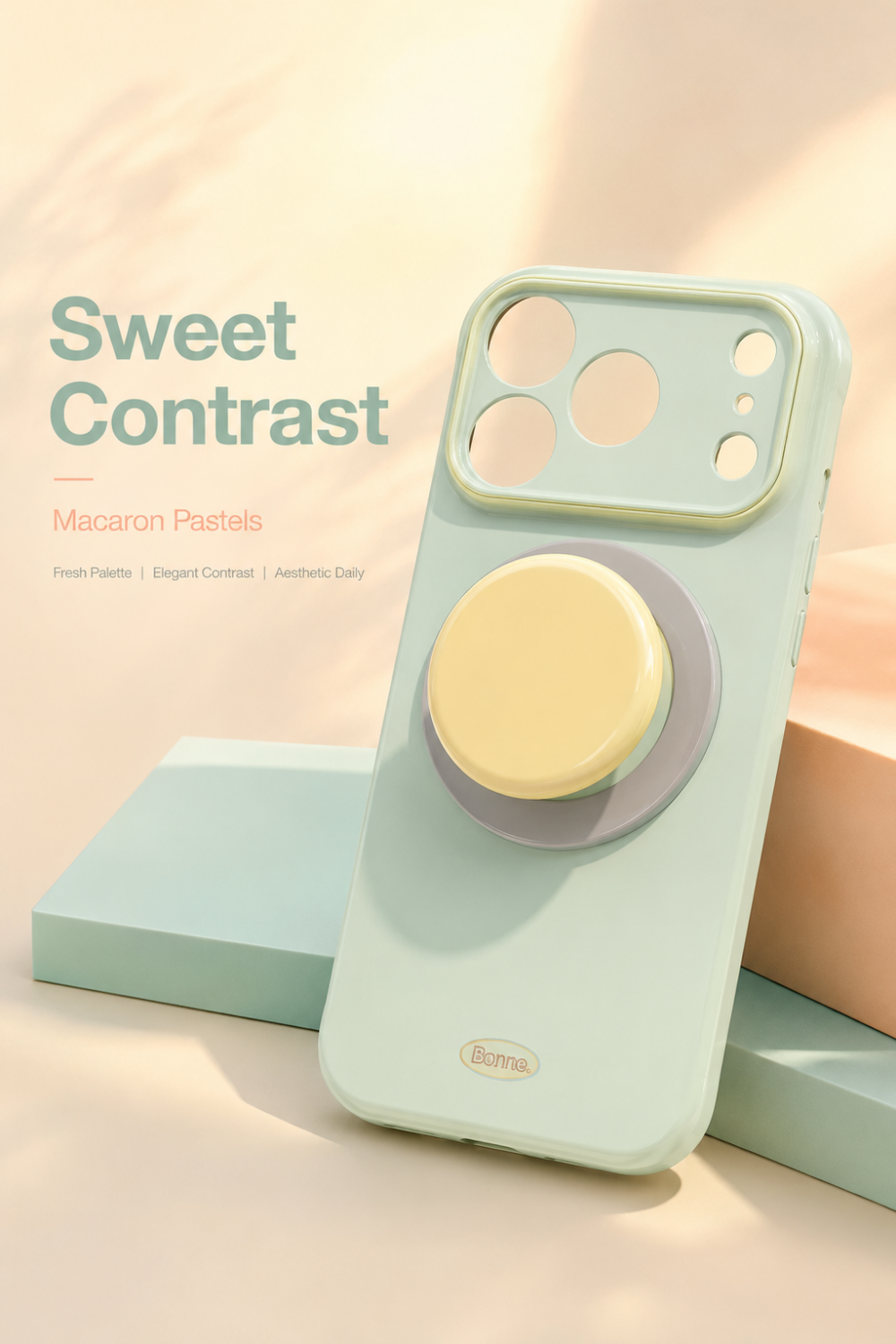 Macaron-style Full-coverage with Pop-out Grip Holder Phone Case