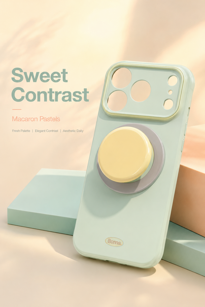Macaron-style Full-coverage with Pop-out Grip Holder Phone Case
