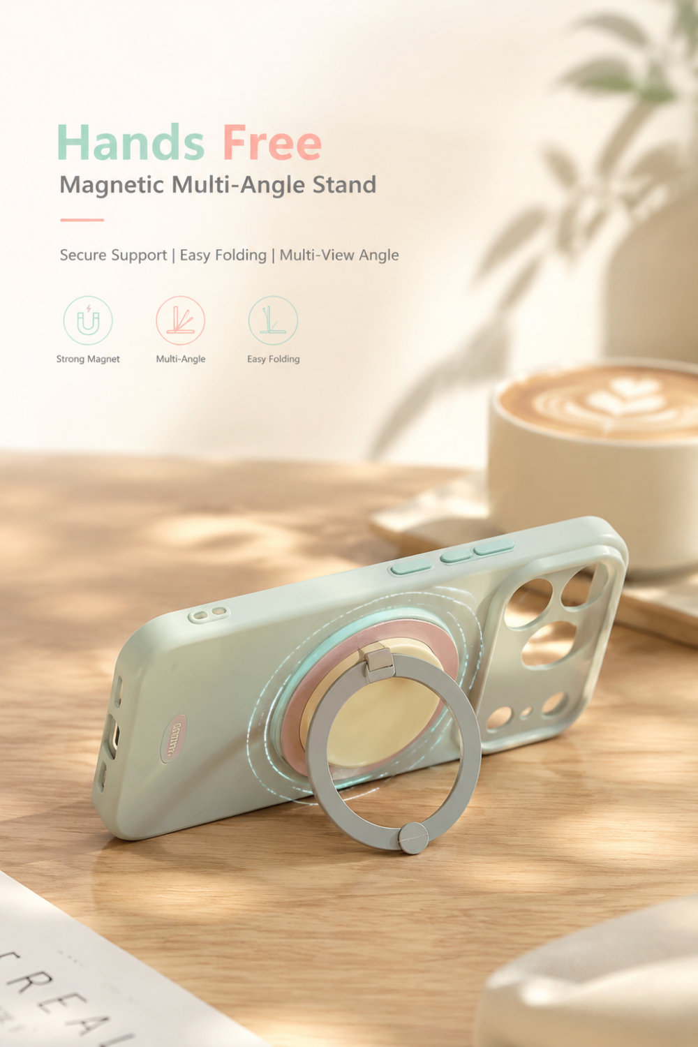 Macaron-style Full-coverage with Pop-out Grip Holder Phone Case