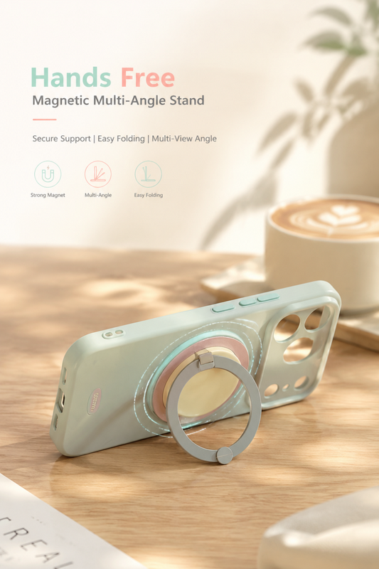 Macaron-style Full-coverage with Pop-out Grip Holder Phone Case