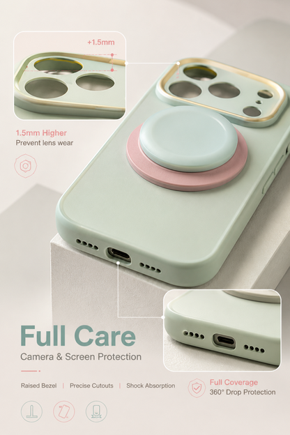 Macaron-style Full-coverage with Pop-out Grip Holder Phone Case